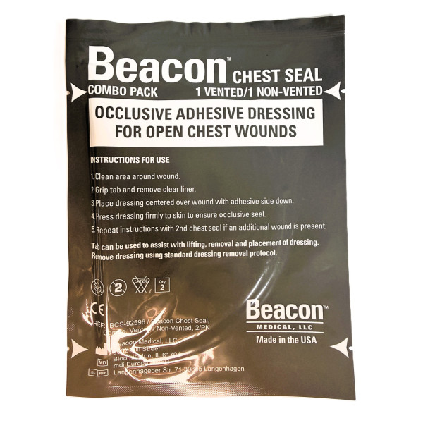 Пов'язка оклюзійна Beacon Chest Seal вентильована + невентильована (комплект 2 шт) для лікування пневмотораксу