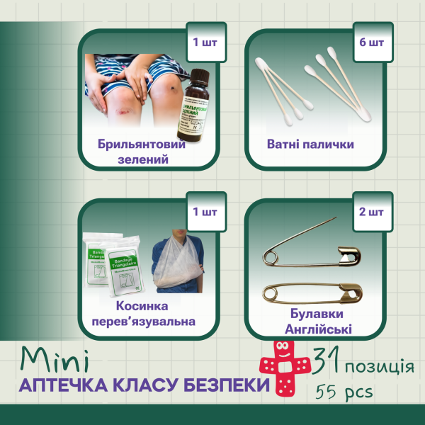 Аптечка класу безпеки міні PRO-Aptechka (31 предмет, 55 шт)