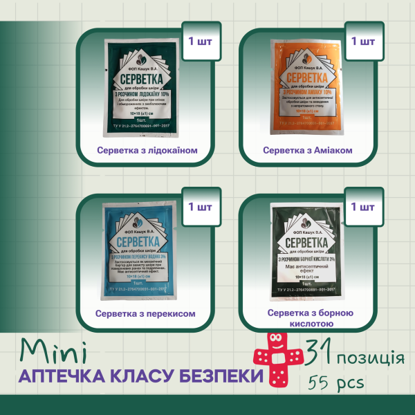 Аптечка класу безпеки міні PRO-Aptechka (31 предмет, 55 шт)