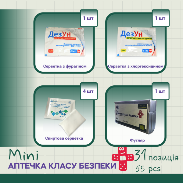Аптечка класу безпеки міні PRO-Aptechka (31 предмет, 55 шт)