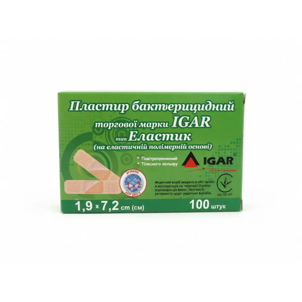 Лейкопластир бактерицидний IGAR ЕЛАСТІК 1,9×7,2 см на еластичній полімерній основі