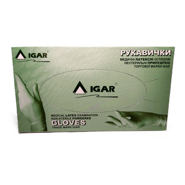 Рукавички латексні н/с L(8-9) № 50 (50 пар) припудрені IGAR (497285)
