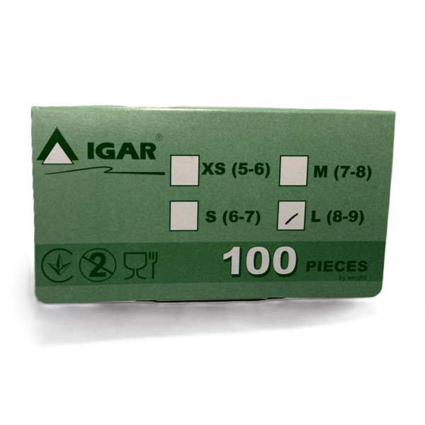 Рукавички латексні н/с L(8-9) № 50 (50 пар) припудрені IGAR (497285)