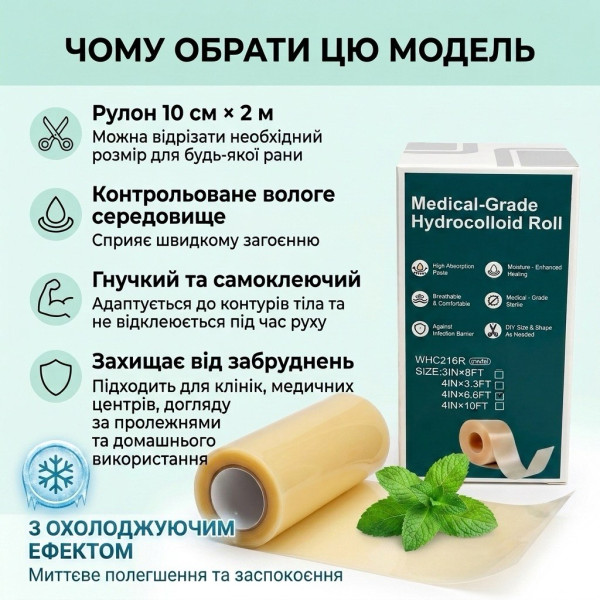 Пластир гідроколоїдний у рулоні 10 см х 2 м (4IN x 6.6FT) )медичний для ран, Nantong YOJO, Китай