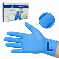 Рукавички нітрилові н/с L блакитні №50 (пар) ALEXPHARM